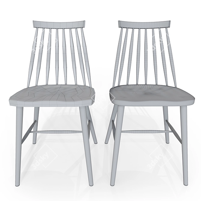 Modern Spindle Dining Chair 3D model image 3