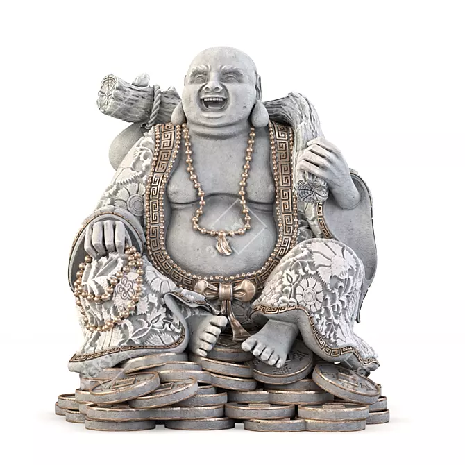 Smiling Buddha Statue: Model + Texture Folder 3D model image 1