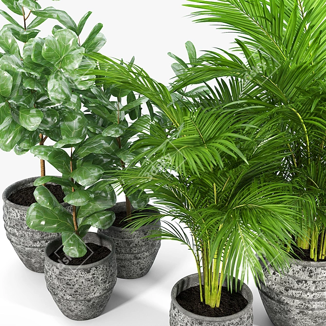 Modern Geometric Pot Planter Set 3D model image 3