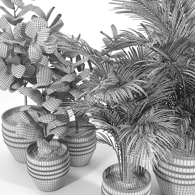 Modern Geometric Pot Planter Set 3D model image 4