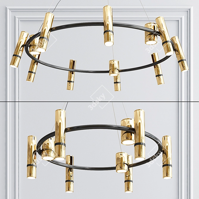 Modern Brass LED Pendant Light 3D model image 1
