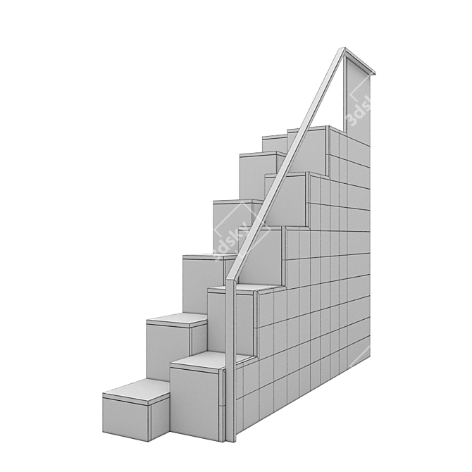 Modern Lake Villa Stairs 3D model image 6