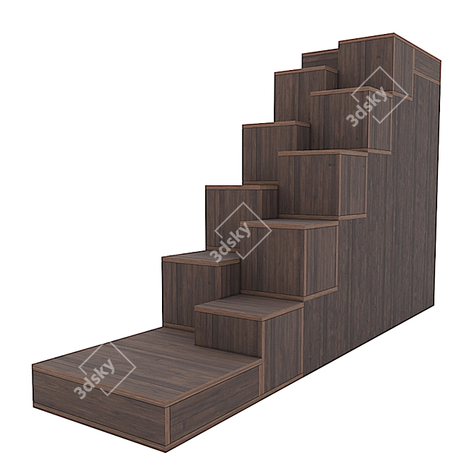 Village Loft Stairs: 3D Model with Textures 3D model image 2