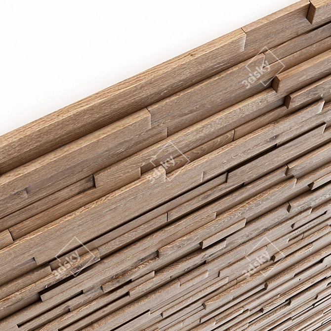 Title: Wooden Wall Rail: Long and Sturdy 3D model image 4
