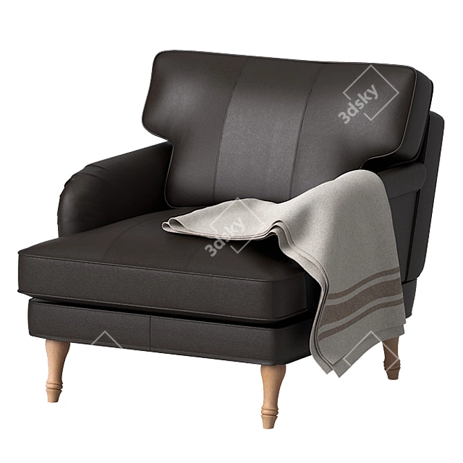 Leather Armchair with Woolen Throw 3D model image 1