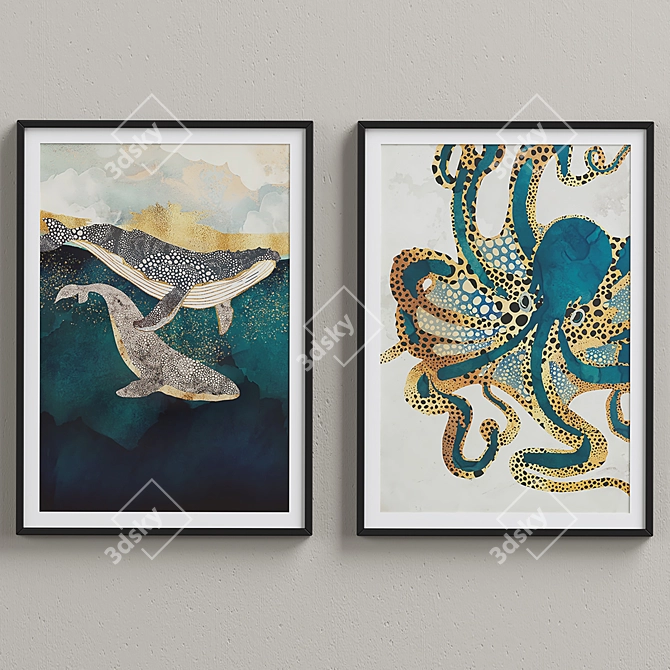 Elegant Interior Picture Frames Set 3D model image 2