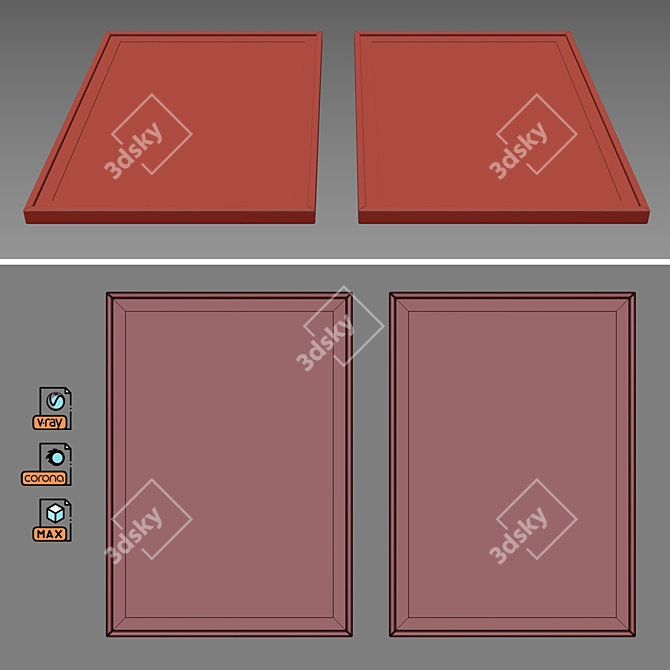 Elegant Interior Picture Frames Set 3D model image 4