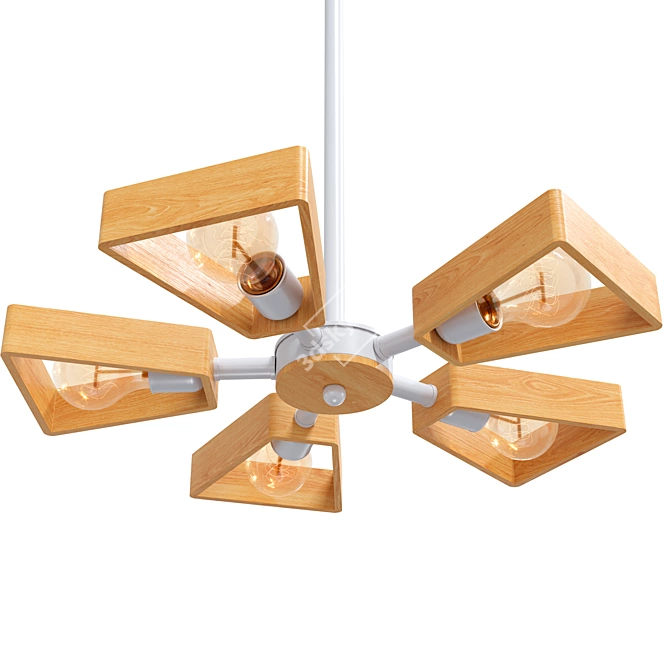 Scandinavian Wood Chandelier 3D model image 1