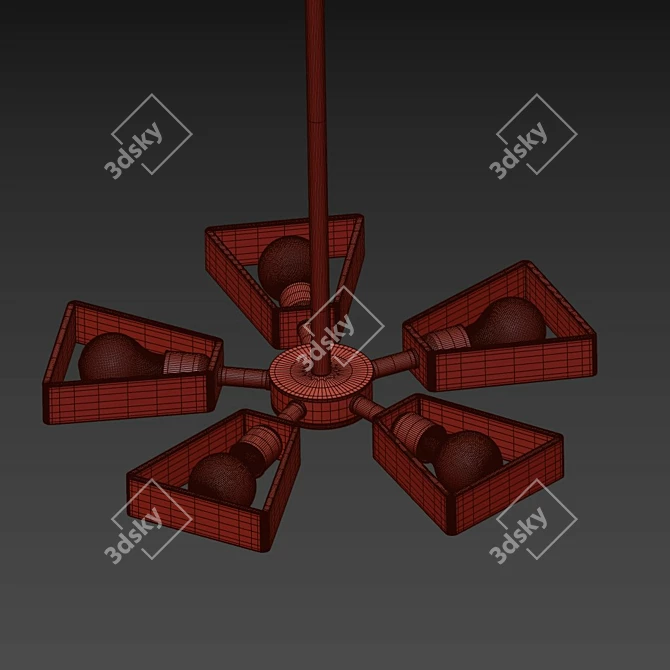 Scandinavian Wood Chandelier 3D model image 3