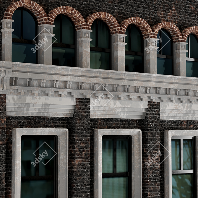 Weathered Urban Facade Geometry 3D model image 3