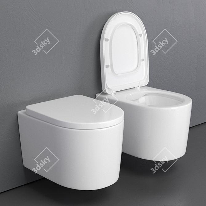 Modern Wall-Hung WC with Stone Finish 3D model image 1