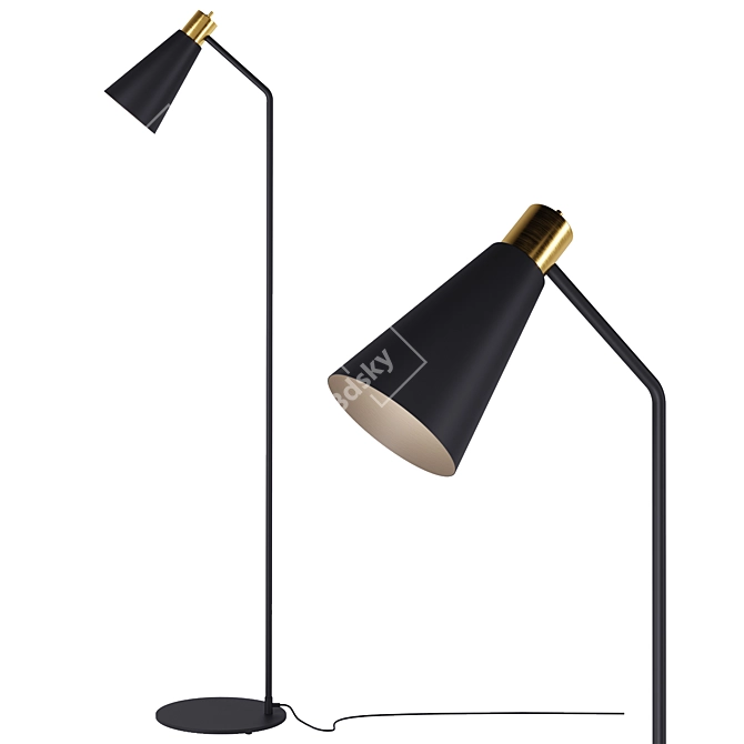 Elegant Brass and Steel Floor Lamp 3D model image 2
