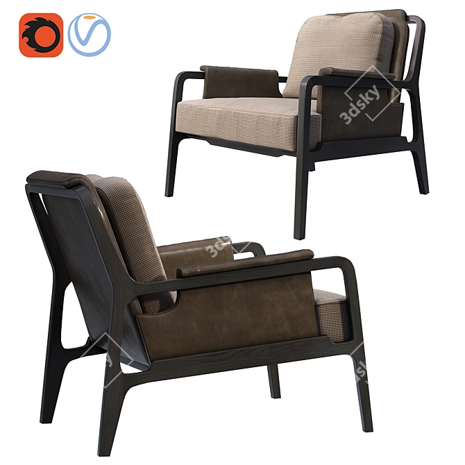 Elegant Dining Chair 3D model image 1