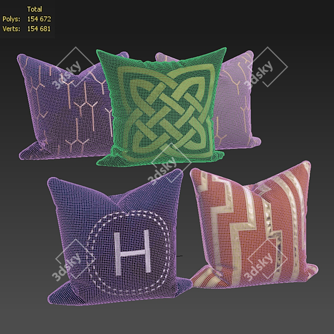 Decorative Pillow Set - Elegant Home Accent 3D model image 3
