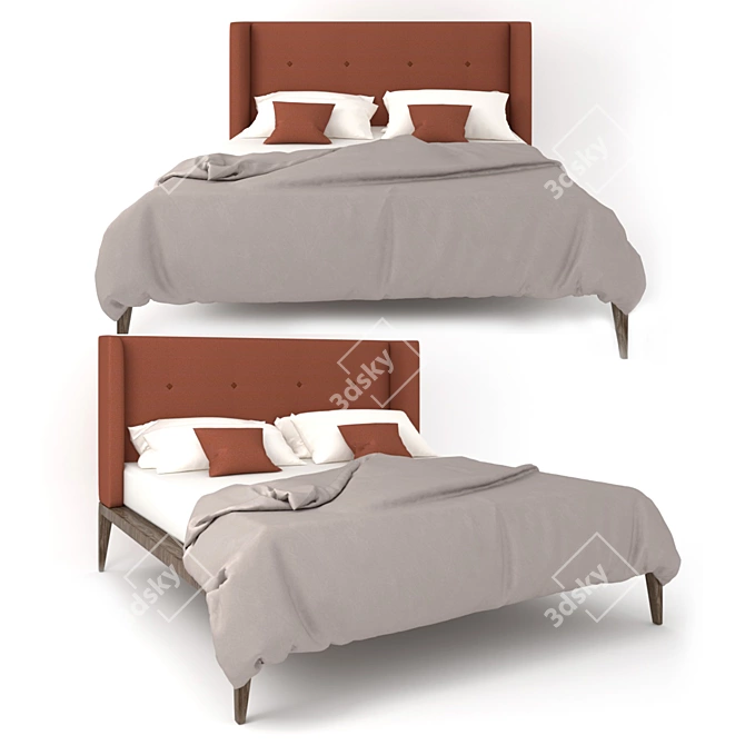 Ziggy LQ Bed: Elegant Wooden Frame, Soft Headboard & 180x200 cm Size 3D model image 1