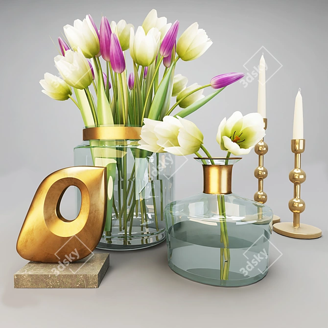 Decorative Tulip Set for Enhanced Interior  Vibrant Flowers for Elegant Décor 3D model image 1