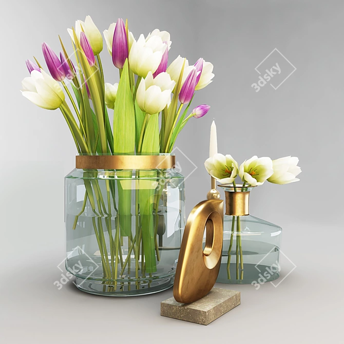 Decorative Tulip Set for Enhanced Interior  Vibrant Flowers for Elegant Décor 3D model image 2