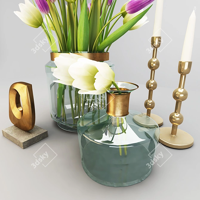 Decorative Tulip Set for Enhanced Interior  Vibrant Flowers for Elegant Décor 3D model image 5