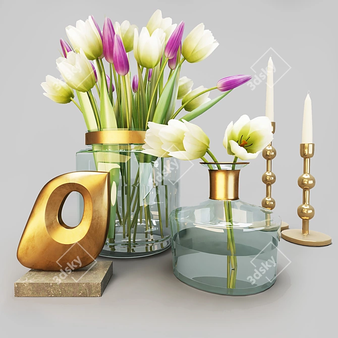 Decorative Tulip Set for Enhanced Interior  Vibrant Flowers for Elegant Décor 3D model image 6