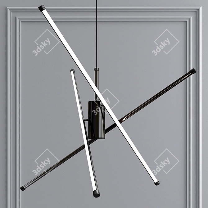 Sleek 3-Light Pendant in Black 3D model image 1