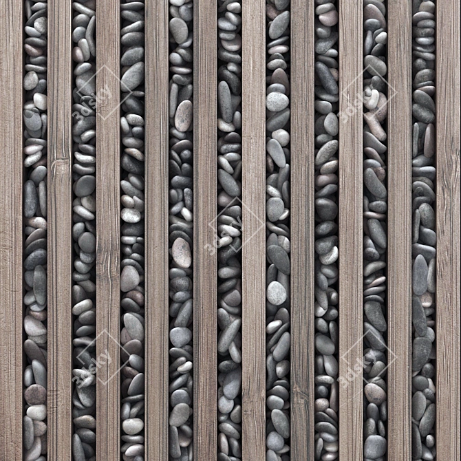 Wooden Pebble Wall Decor 3D model image 2