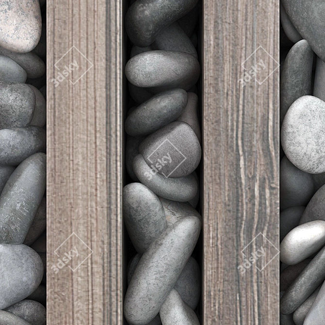 Wooden Pebble Wall Decor 3D model image 4