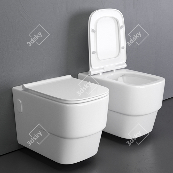 Sleek & Compact Wall Toilet 3D model image 1