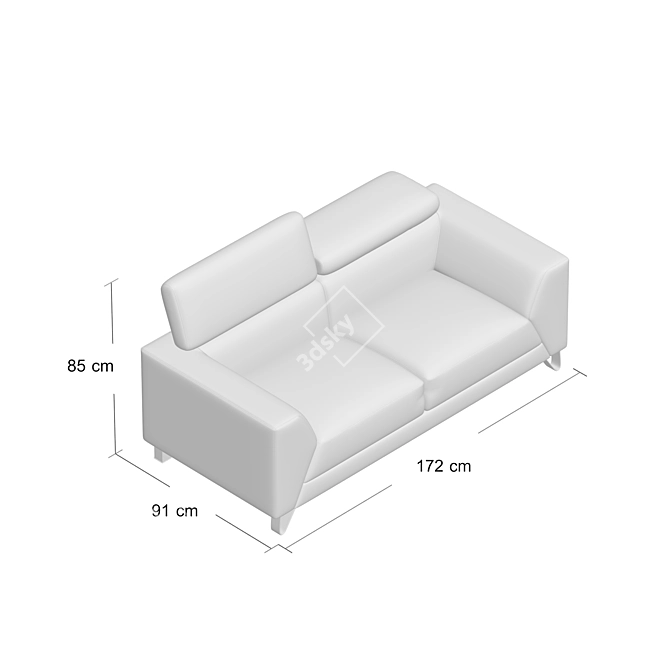 Elegant Compact Sofa 3D model image 5