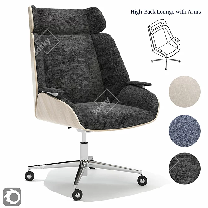 THEO Armchair: Stylish Comfort & Mobility 3D model image 1