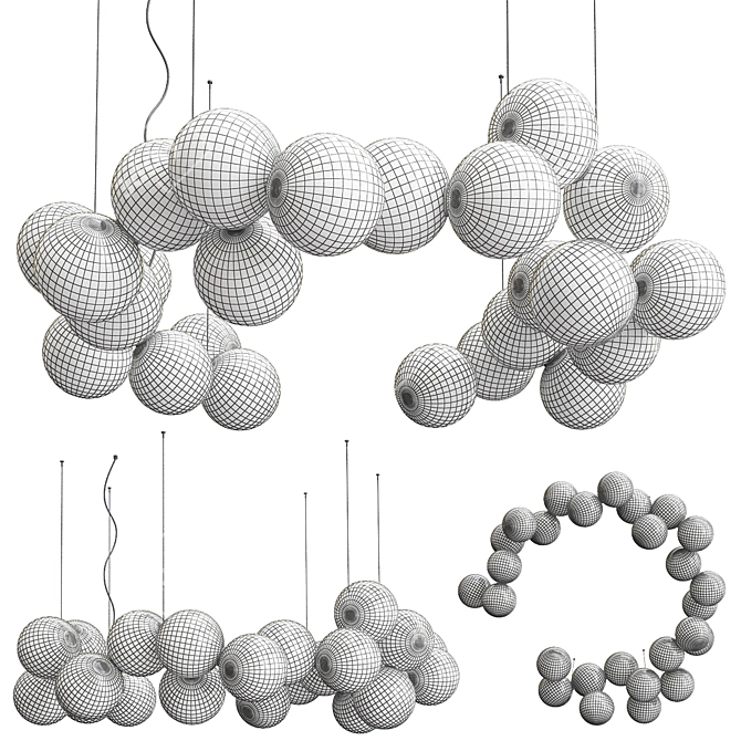 Glimmering Starburst Chandelier 3D model image 2