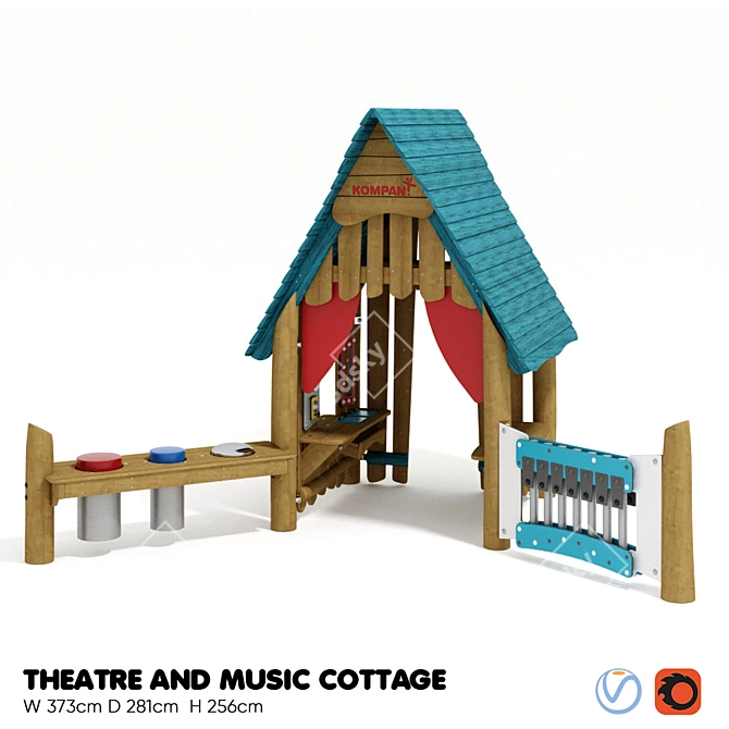 Kompan Theatre & Music Cottage - Immersive Play Experience 3D model image 1