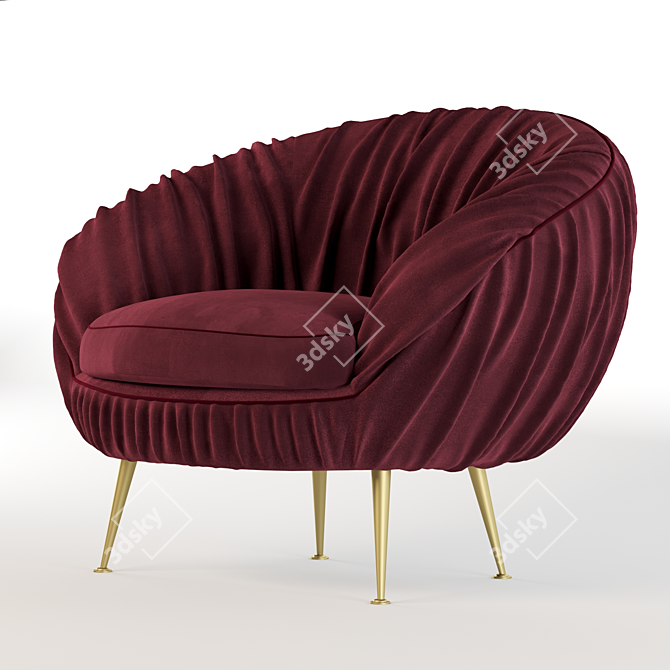 Elegant Round Armchair 3D model image 1