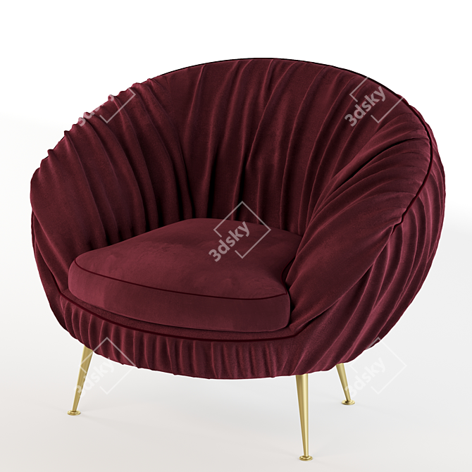 Elegant Round Armchair 3D model image 2