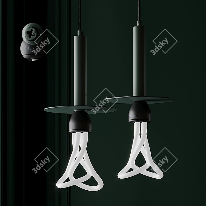 Elegant Forest Green Pendant by Fild 3D model image 2