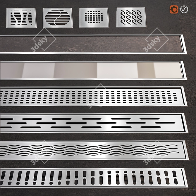 ACO Shower Grates & Channels Set 3D model image 1