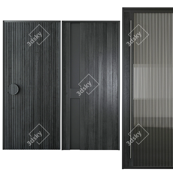 Sleek Black Entry Door 3D model image 2