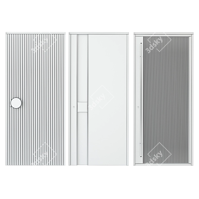 Sleek Black Entry Door 3D model image 3