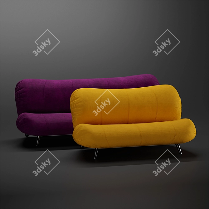 Dumbo Velvet and Leather Sofa 3D model image 4