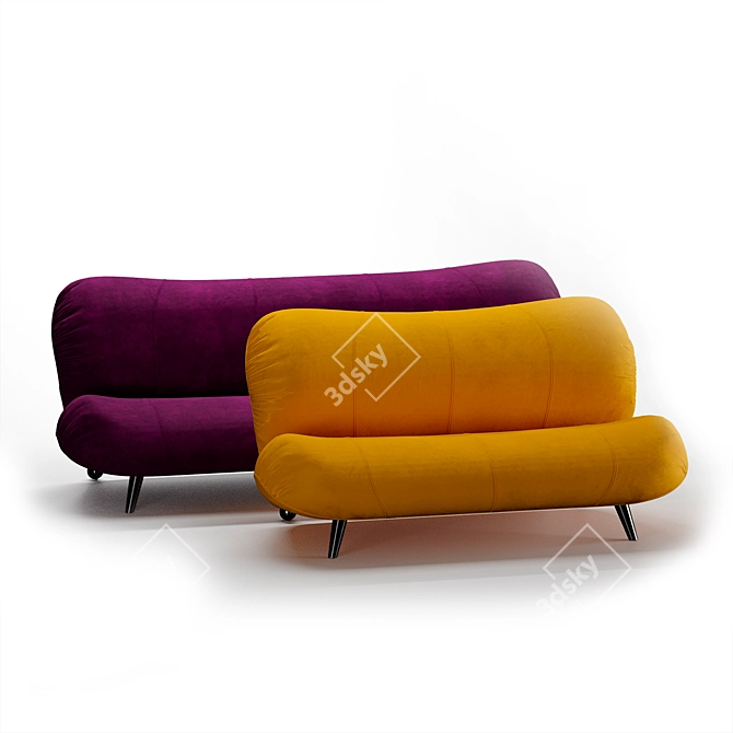Dumbo Velvet and Leather Sofa 3D model image 12