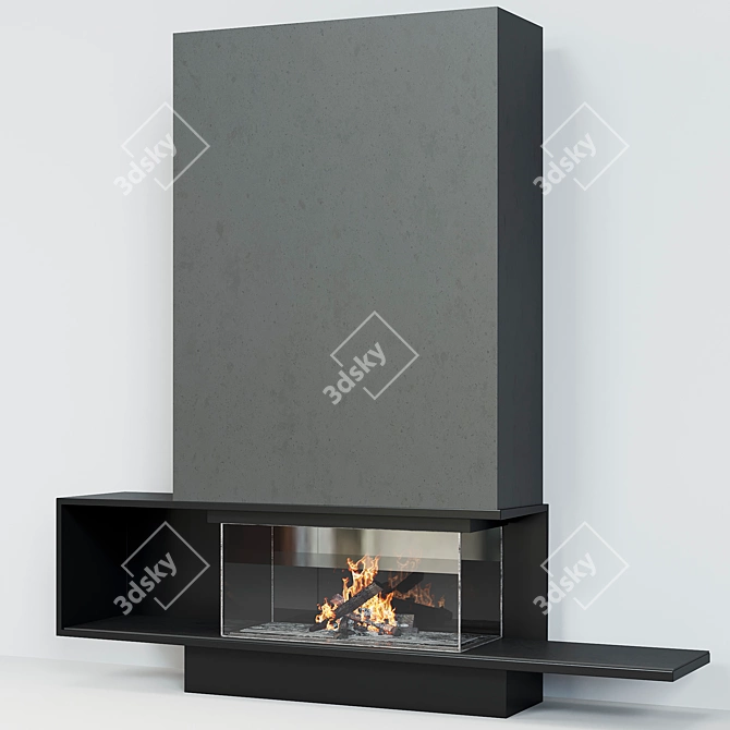 Minimalist Modern Fireplace 3D model image 3