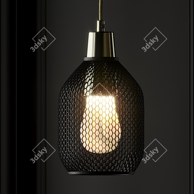 Elegant Hive Shade Pendant Light 3D model image 2