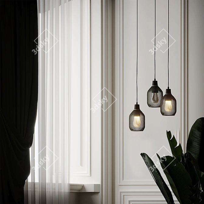 Elegant Hive Shade Pendant Light 3D model image 5