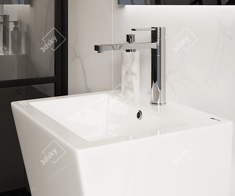 Modern Monoblock Washbasin: Ceramica Nova CN1808_850 3D model image 4
