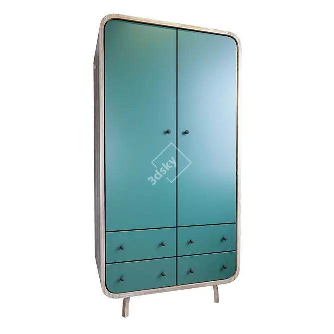  Scandi Green Ash Wardrobe 3D model image 1