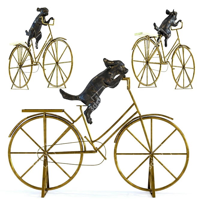 Whimsical Dog Bicycle Décor 3D model image 1