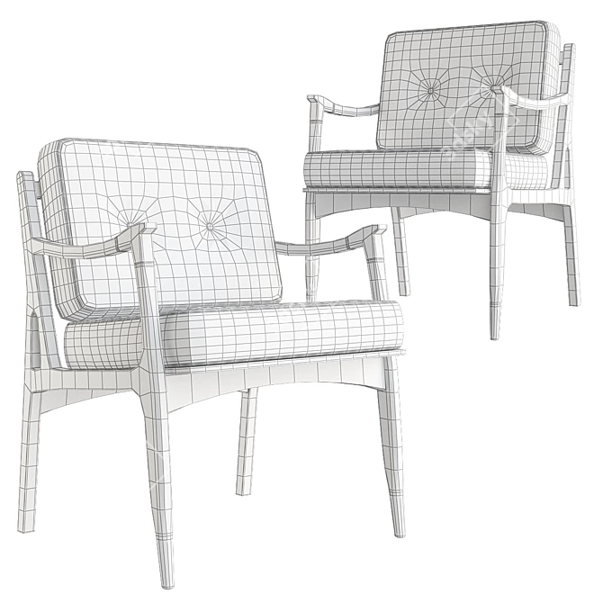 Elegant Haverhill Velvet Armchair 3D model image 2
