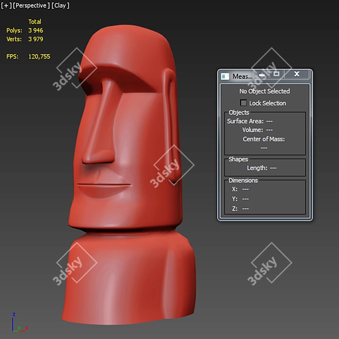 Mysterious Easter Island Moai Sculpture 3D model image 4