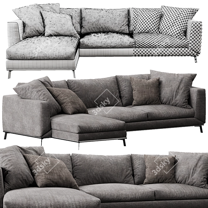 Elegant Boconcept Fargo Chaise Lounge 3D model image 4