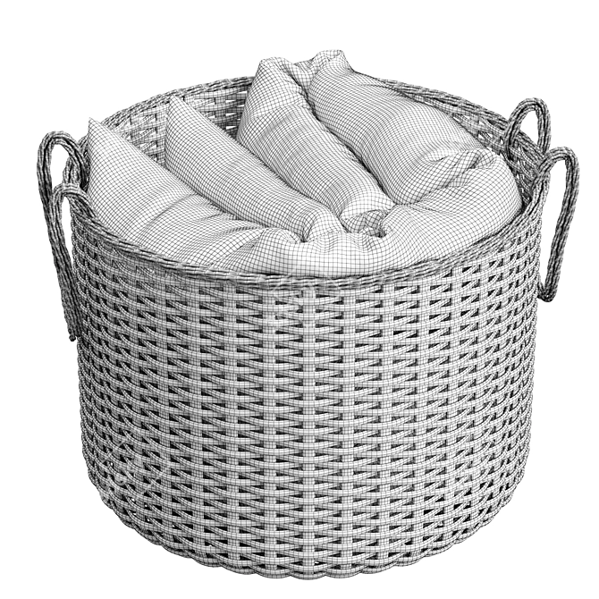 Cozy Comfort: Basket & Blanket Set 3D model image 5