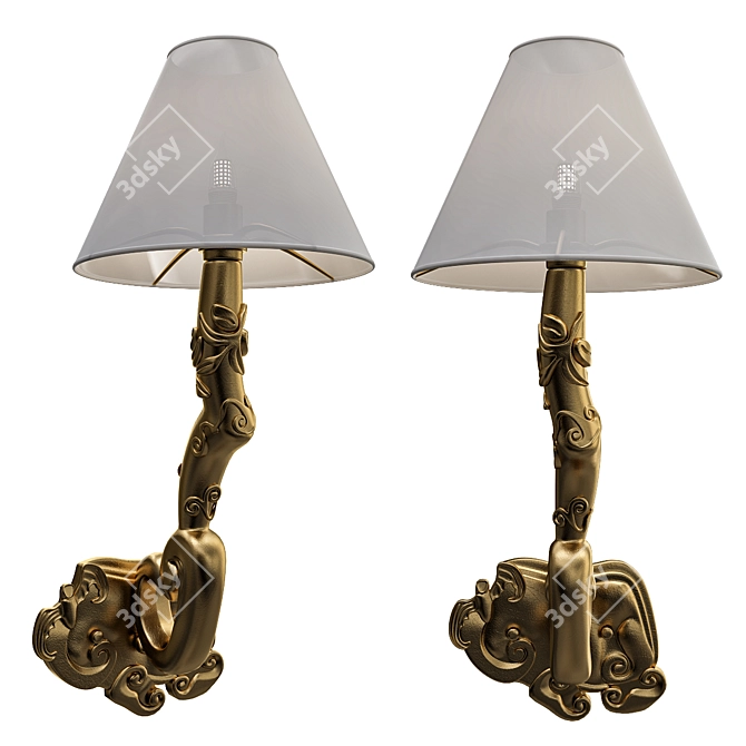 Elegant Fungi Sconce - A Golden Glow 3D model image 1